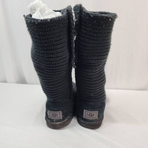 UGG Australia Size 6 Women’s Black Cardy Knit Button Boots - Picture 4 of 9